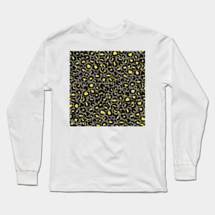 Leopard Pattern in Lemon on Steel Gray Long Sleeve T-Shirt